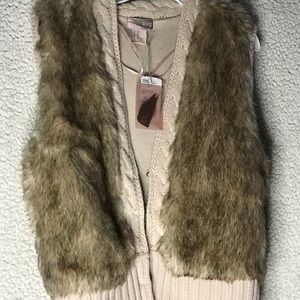 Faux fur sweater vest